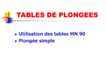 Les tables de plongée simple. Les tables de plongée simple.