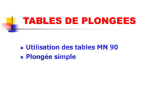 Les tables de plongée MN 90.