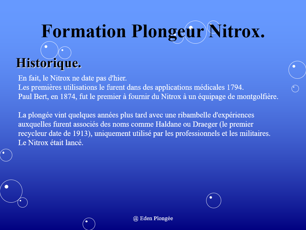 Formation Nitrox.